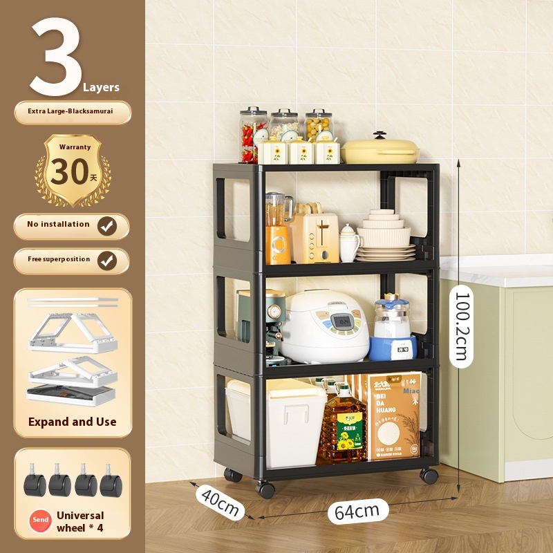 Freetallation Living Room Snack Book Removable Rack Home Multi-layer Foldable Kitchen Cabinet Rack