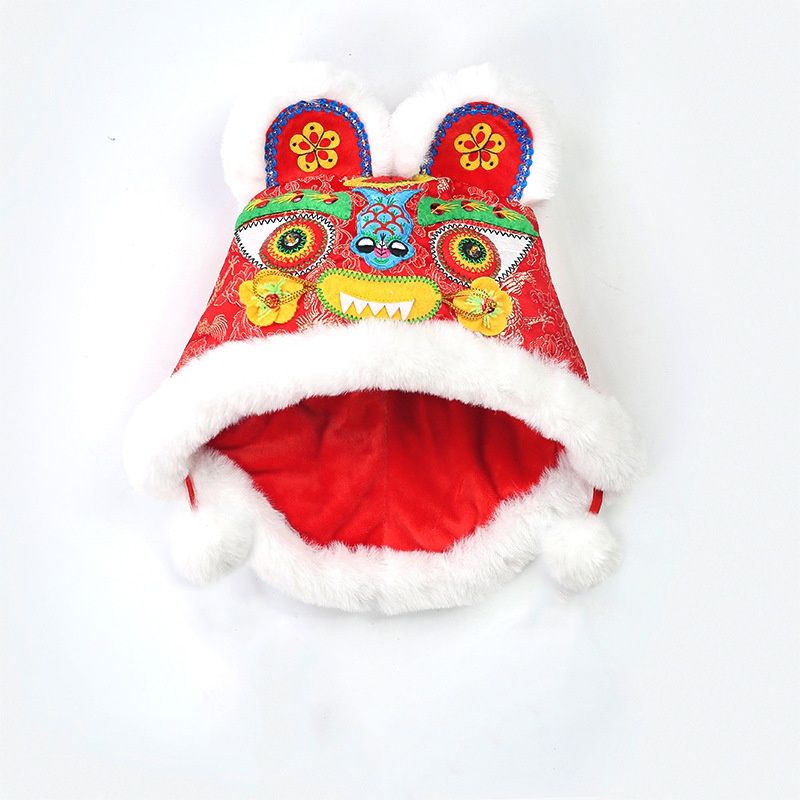 Autumn And Winter Infant Tiger Head Hat Chinese Style Photography Traditional Embroidery Baby Cotton Hat Year Photo Tang Suit Hat