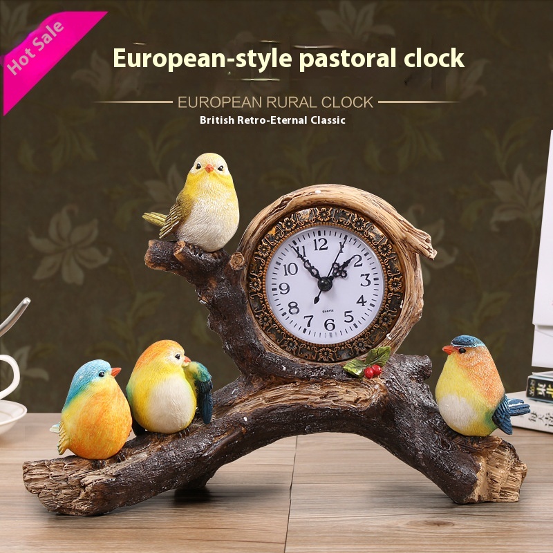 Decorative Home Fashion Clock Table Clock Creative Personality Bird Table Clock Living Room Bedroom Bedside Silent Clock Ornaments