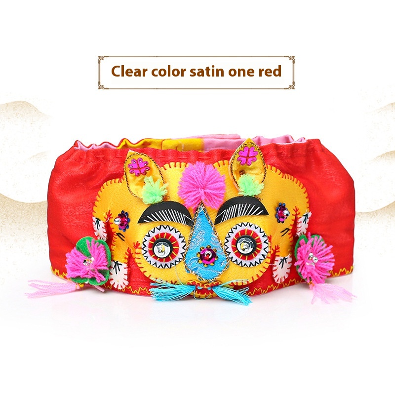 Style Tiger Head Hat Chinese Style Traditional Embroidery Infant Full Moon Tiger Head Hat Ring Infant Hat Ring