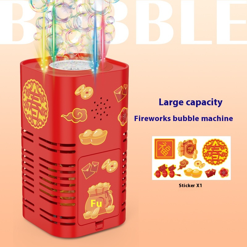 Fireworks Bubble Machine,Electric Bubble Toy With Lights,Music,And Firecracker Sounds,Automatic Bubble Maker For Kids