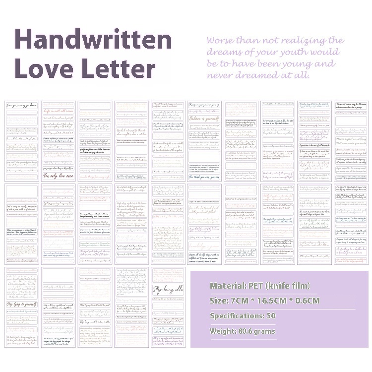 Leisure Text Notes Pet Sticker Book Fresh Literary High Value Student Creative English Handbook Decoration