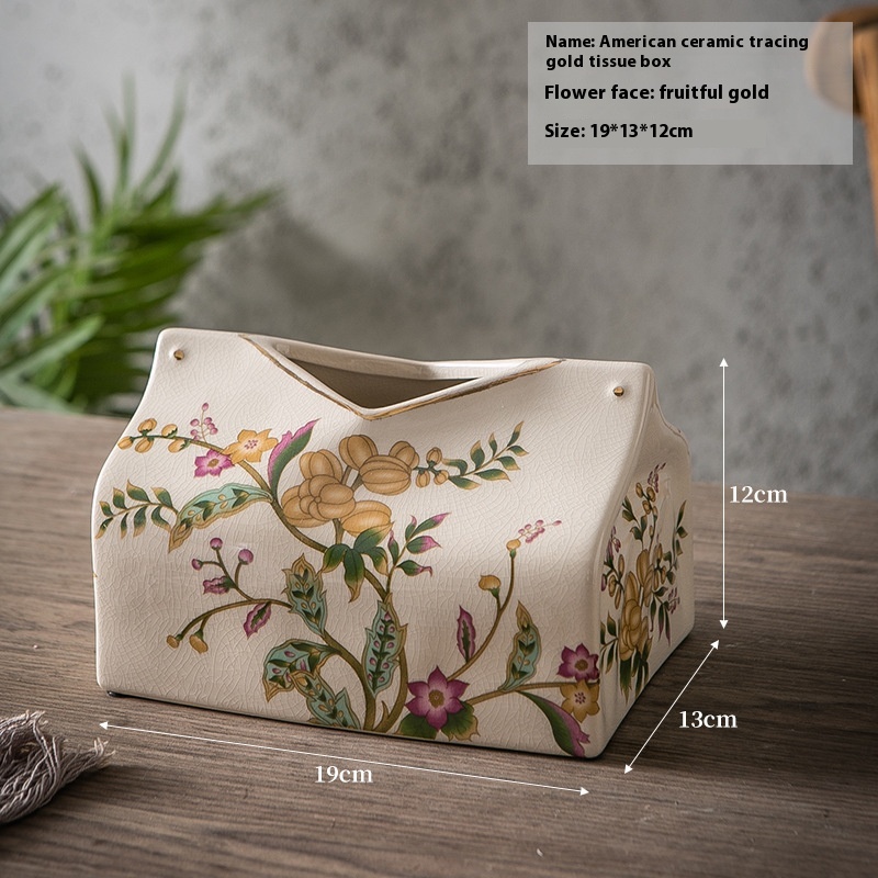 SAmerican Retro Living Room Tissue Box Ornaments Creative Home Coffee Table Ceramic Paper Drawer Box European Paper Drawer