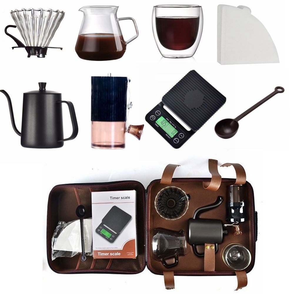 Storage Travel Hand Brewed Coffee Pot Set Hand Grinder Coffee Pot Full Set Of Utensils Filter Cup Hand Brewed Pot Combination