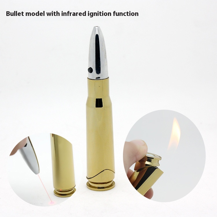 YM-076 With Laser Bullet Grinding Wheel Open Flame Lighter Creative Personality Lighter Street Stall Night Market
