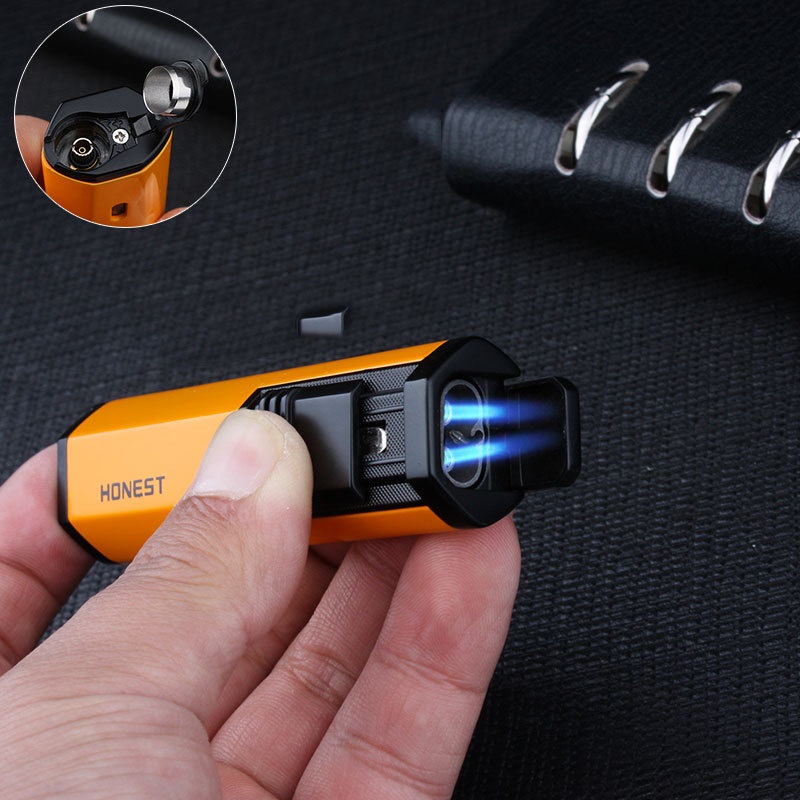 Baicheng BCLiuhe No.1 Double Straight Spray Gun Welding Gun Moxibustion Lighter Incense Barbecue Cigar Baking