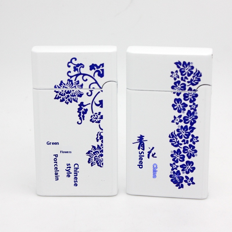 BD235-5 Tianlai Blue And White Porcelain Windproof Creative Metal Lighter Personalized Windproof Gift Lighter Printing