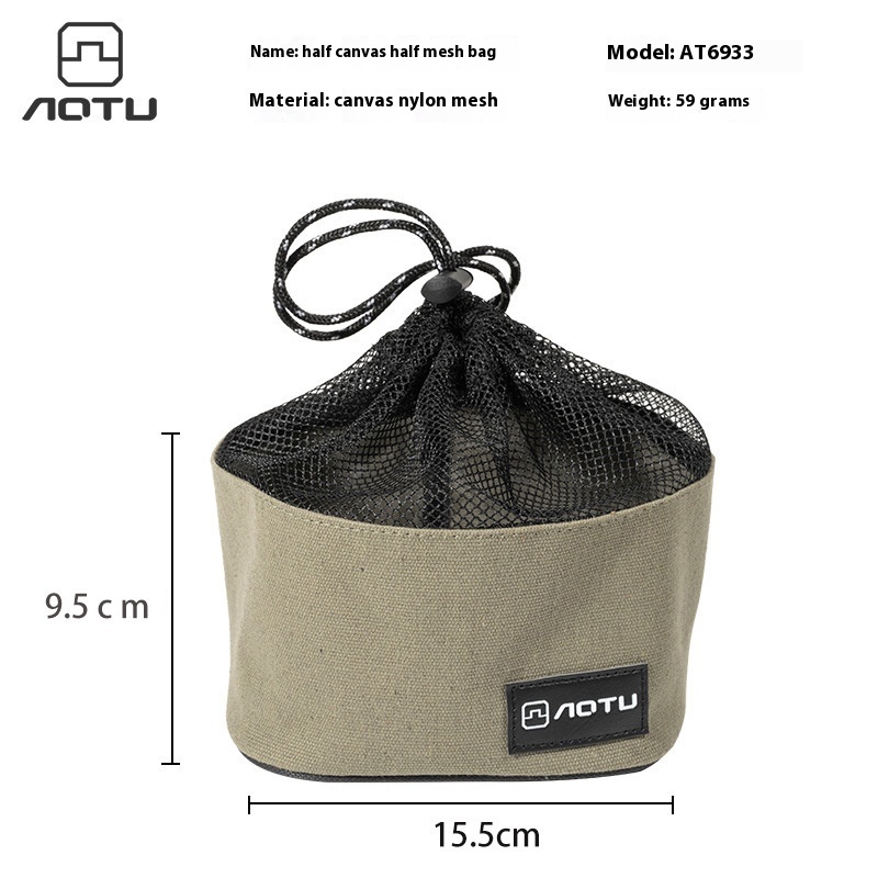 Outdoor Canvas Storage Bag Camping Gas Tank String Light Tableware Drawstring Bag Sundries Equipment Storage Handbag