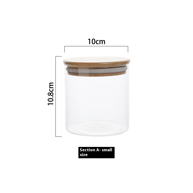Borosilicate Glass Sealed Jar Bamboo Lid Tea Jar Candy Snack Transparent Storage Jar