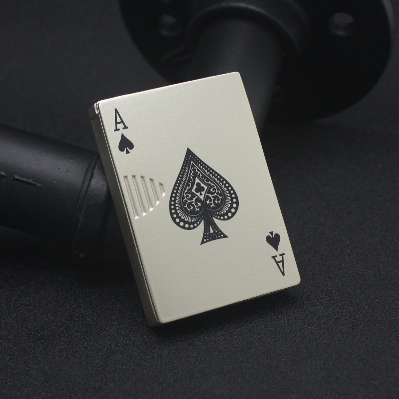 0029 With Money Detector Playing Card Windproof Lighter Douyin Hot Green Fire One Piece Dropshipping