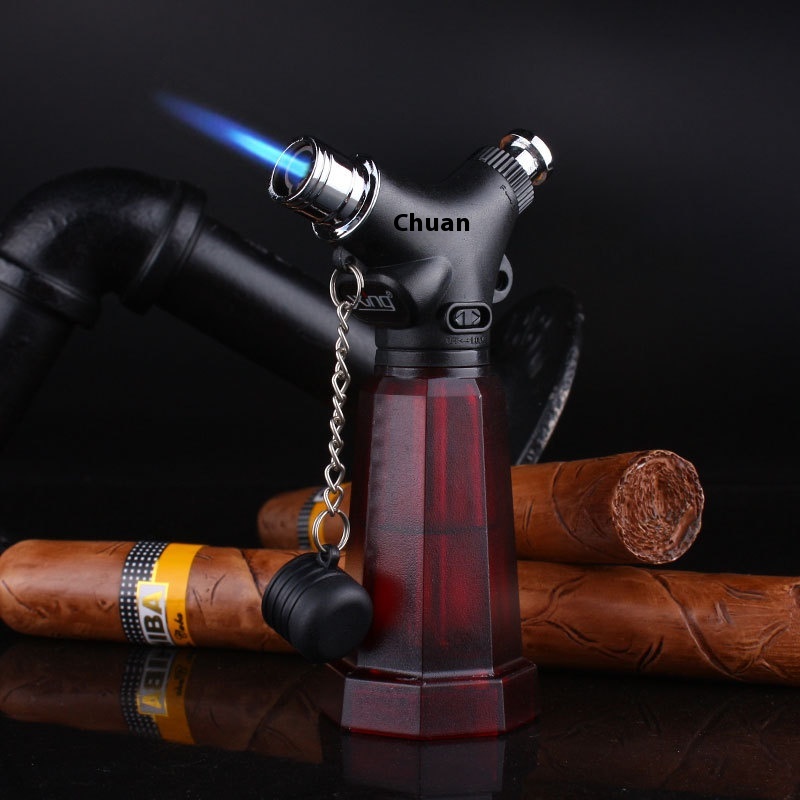 Silver Star Large Bottle Single Straight Blue Flame Windproof Fixed Fire Cigar Lighter Moxibustion Special Ignitor