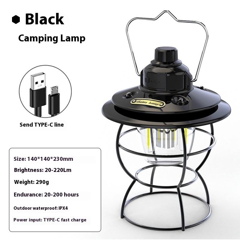 Outdoor Camping Lights Lighting Decoration Charging Tent Lights Camping Indoor Lights Retro Portable Lanterns Lanterns Hanging Lights