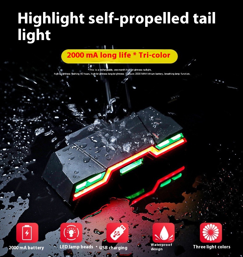 USBCharging Mountain Bike Night Warning Light High Endurance Light Cycling Equipment Accessories Bicycle Taillight Bicycle Light