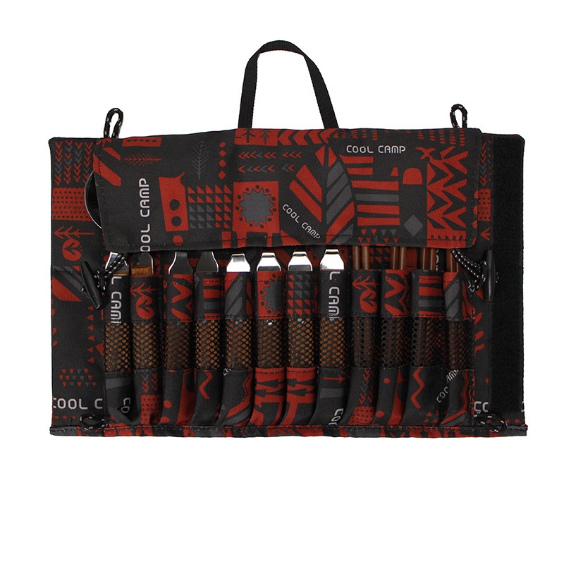 COOLCAMP304 Stainless Steel Wooden Handle Cutlery Set For4 People Picnic Barbecue Portable Outdoor Camping Spoon Fork Chopsticks