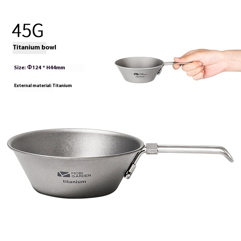 Mogodi Outdoor Camping Portable Hiking Titanium Single Person Portable Foldable Single Layer Titanium Bowl Picnic Bowl