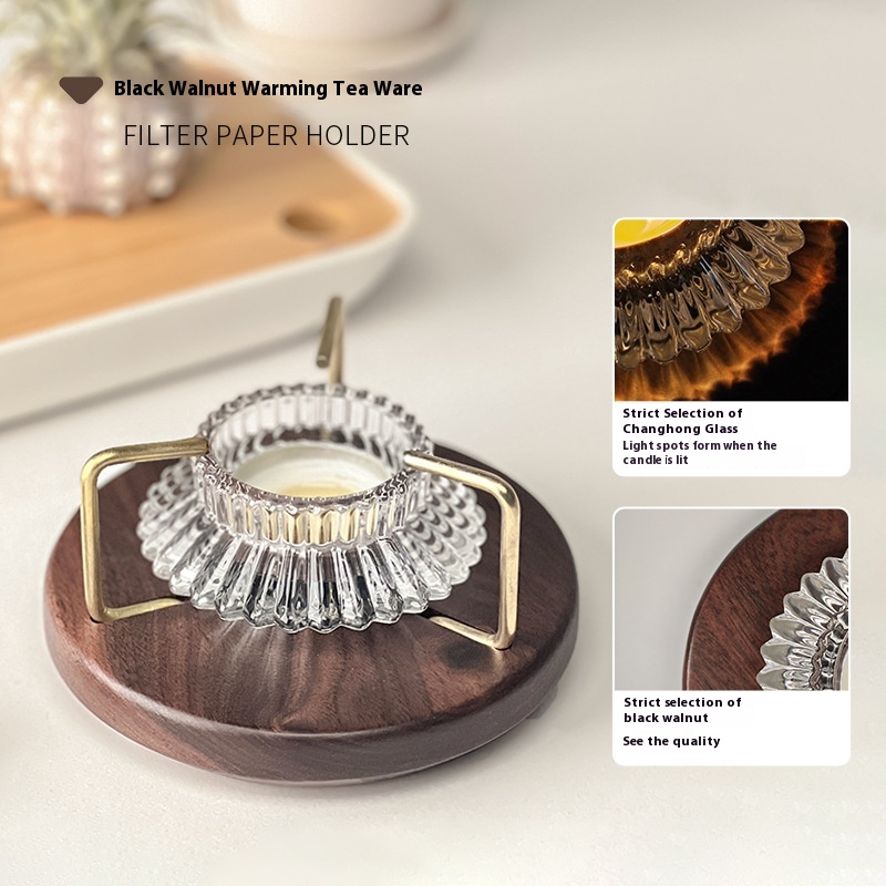 Black Walnut Candle Tea Warmer Base Home Office Outdoor Camping Atmosphere Portable Tea Brewing Warm Tea Warming Tea Table