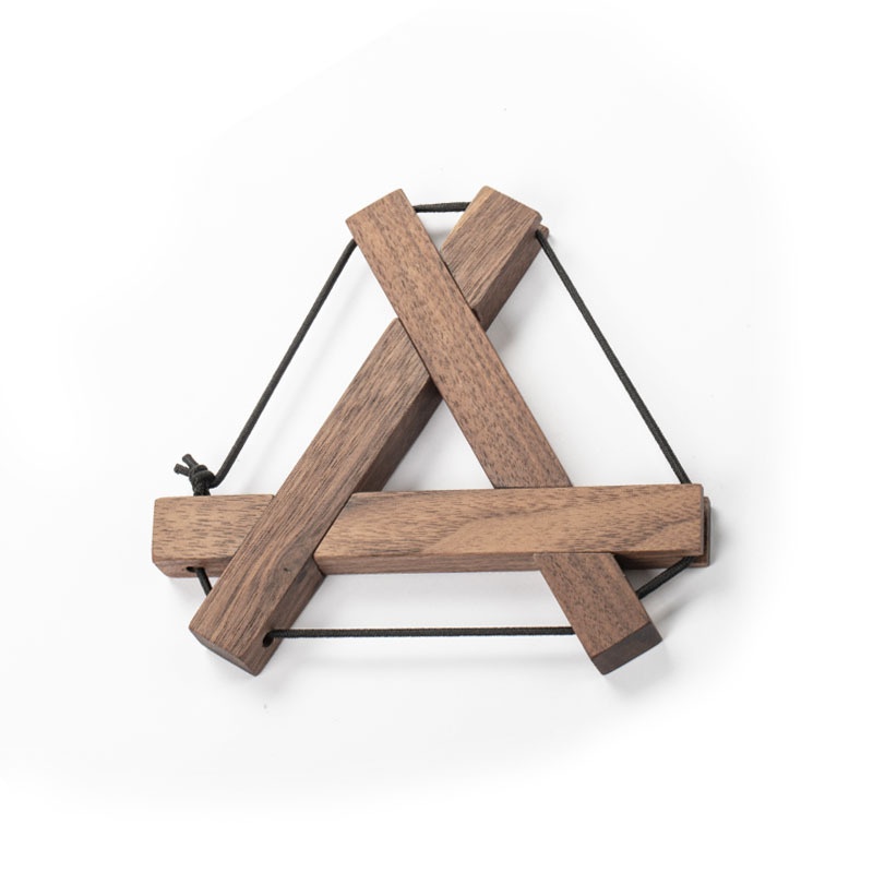 Outdoor Camping Picnic Solid Woodulation Pad Black Walnut Coaster Pot Mat Placemat Can Be Stored Mortise And Tenon Structure Japanese Style