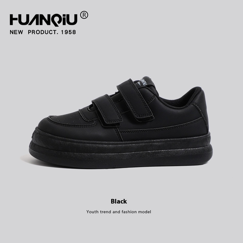 Global Thick-soled Velcro White Shoes For Women Autumn Versatile Niche Design Soft-soled Casual Sneakers