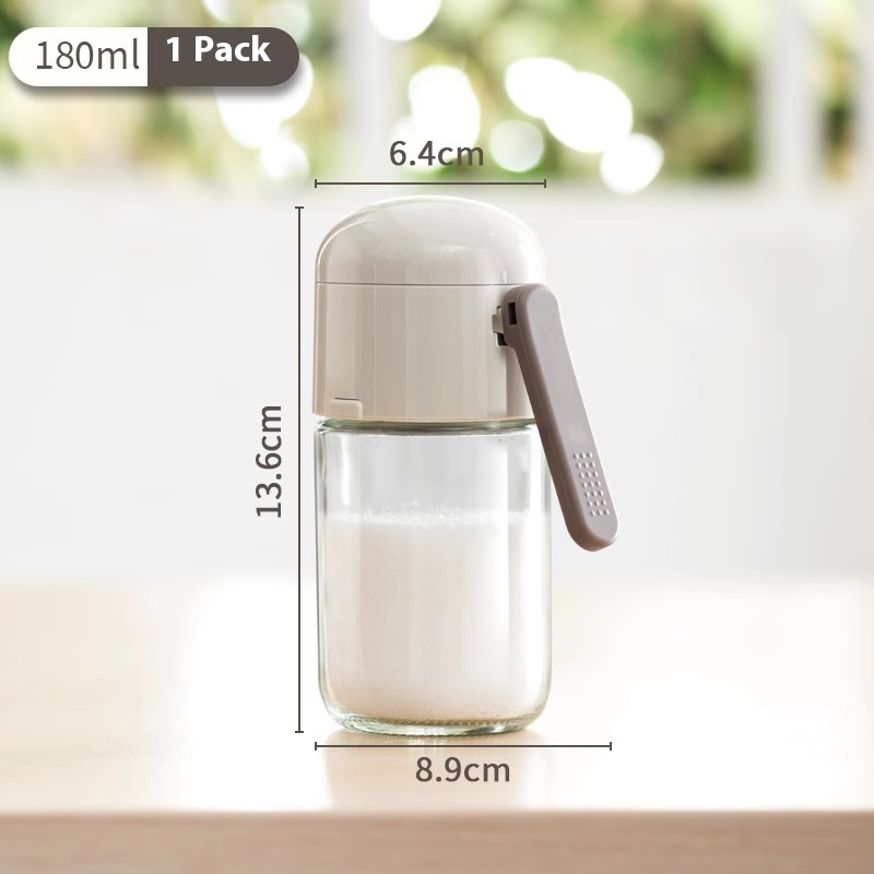 Press-type Quantitative Salt Bottle Household Kitchen Glass Seasoning Box Moisture-proof Sealed Seasoning Jar Salt Control Quantity Set