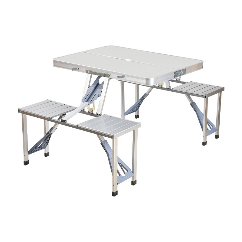 Outdoor Camping Aluminum Alloy Folding Dining Table And Chairs One-piece Table And Four Chairs Portable Travel Folding Table And Chairs