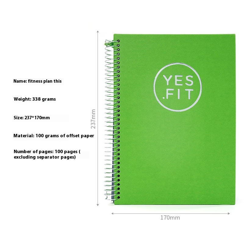 Customizable All-English Daily Fitness Planner-Spiral-Bound Notebook For Self-Discipline,Workout Tracking,And Exercise Logging