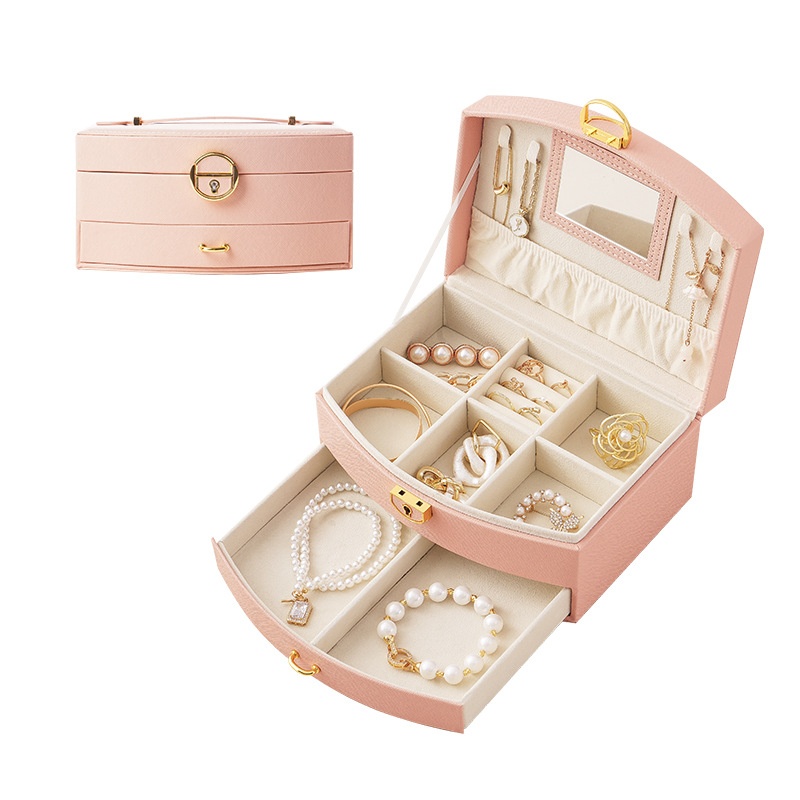 Jewelry Box Portable Jewelry Box Large Capacity Necklace Children's Hair Accessories Jewelry Box Flip Jewelry Storage Box