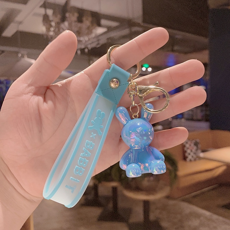 Resin Colorful Rabbit Keychain Men And Women Exquisite Cute Net Celebrity Car Key Pendant School Bag Pendant Doll Gift