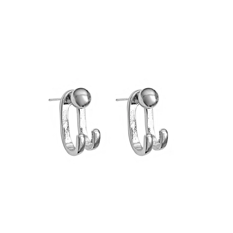 Silver Pin Korean Retro Minimalist Earrings,White Gold Versatile Earrings