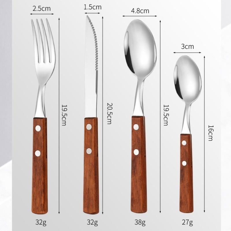 Rosewood Stainless Steel Tableware Steak Knife And Fork Spoon High Value Spoon Fork Hotel Supplies