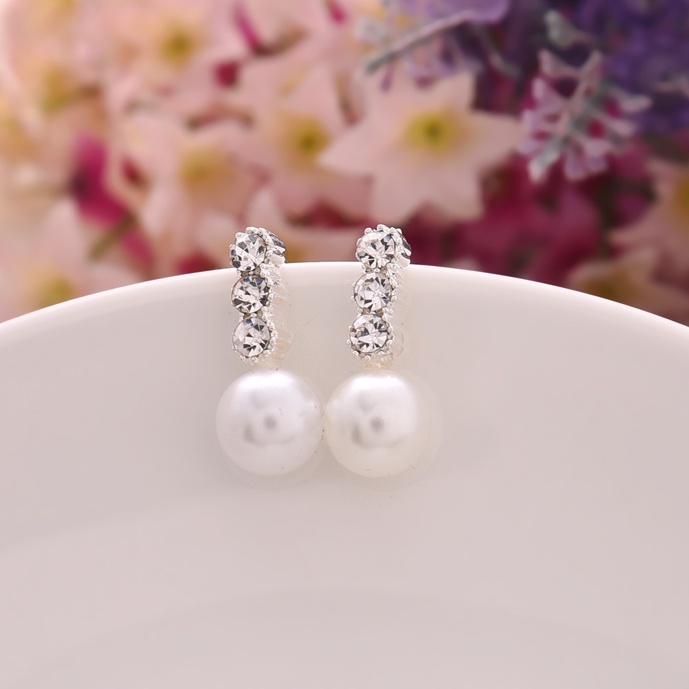Korean-style Fashion Full Diamond Pearl Stud Earrings,Elegant Personalized Diamond-set Earrings