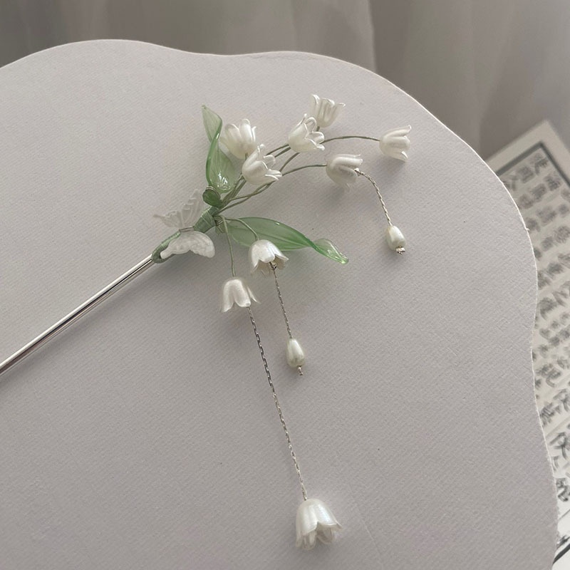 Summer Lily Of The Valley Tassel Hairpin Niche Design Ancient Style Step-shaking Hairpin Hanfu High-end Hair Accessories