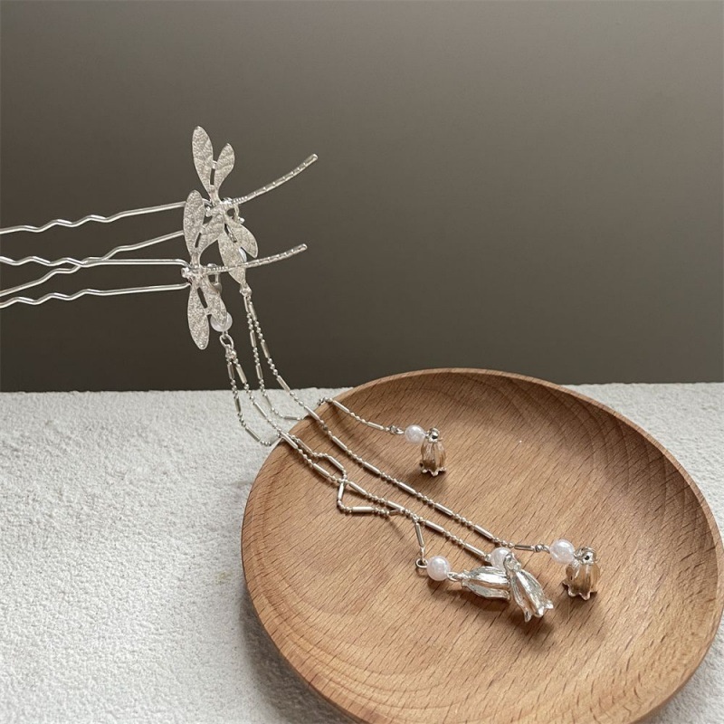 Chinese Dragonfly Tassel Hairpin Female Temperament High-end Ancient Style Cold Style Hanfu Hairpin Long Step-shaking Hairpin