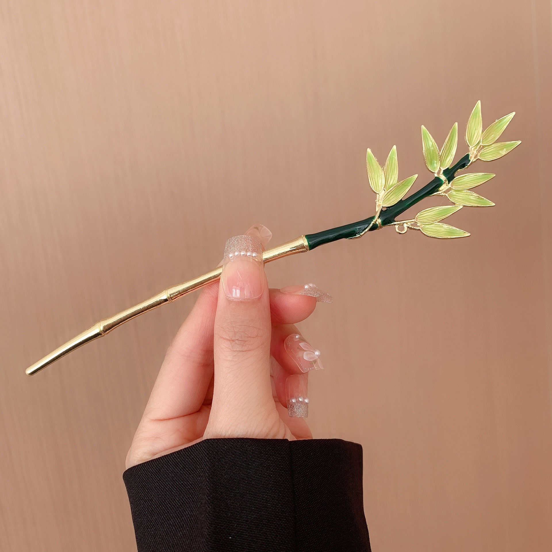Ancient Style Hairpin For Women,High-grade Oil-dripping Metal Leaf Bamboo Knot,Simple,Modern And Versatile,Hair Ornament For Going Out,Hair Bun And Hair Pull