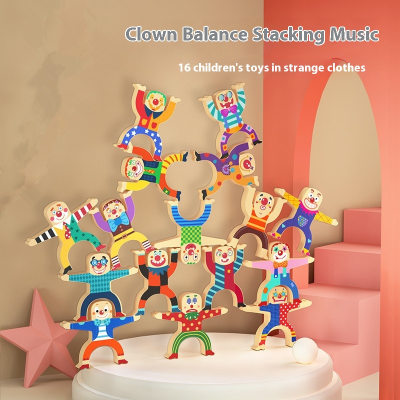 Children's Stacking Building Blocks Clown Hercules Balance Parent-child Interactive Early Education Stacking High Desktop Toys
