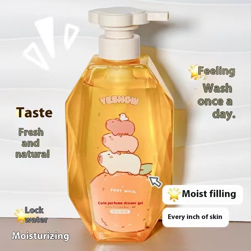 Capybara Cute Perfume Shower Gel500ml Large Bottle Family Pack Moisturizing Shower Gel Female Shower Gel