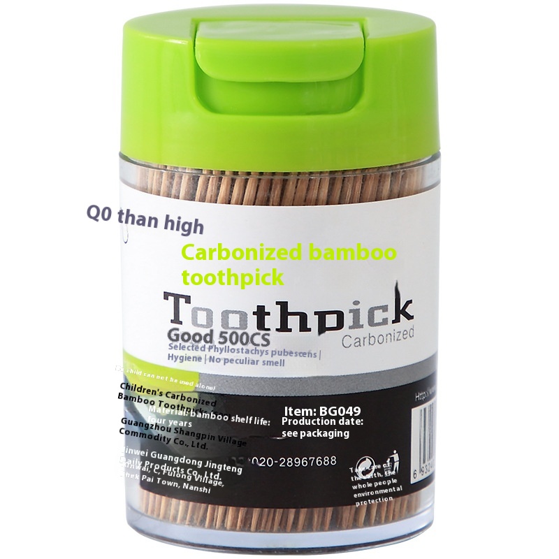 500 Pieces Household Carbonized Bamboo Toothpicks Bamboo Sanitary Two Ends Independent Hotel Disposable Sharp Toothpicks