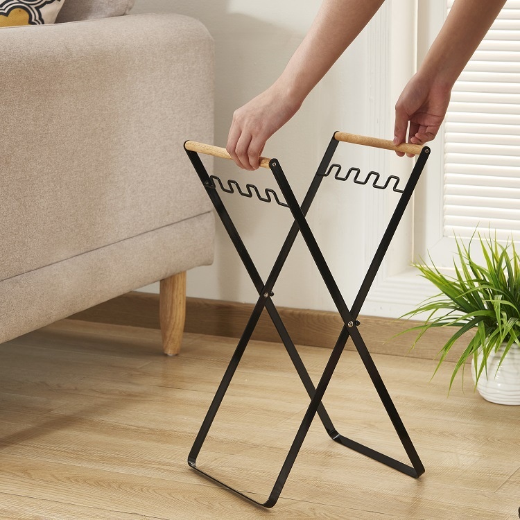 Nordic Iron Folding Handbag Trash Rack Kitchen Bedroom Living Room Storage Rack Creative Storage Rack