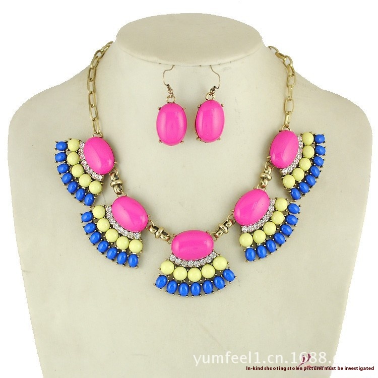 European And American Necklace Combination With Earrings Set JRCJewelry Women's Accessories