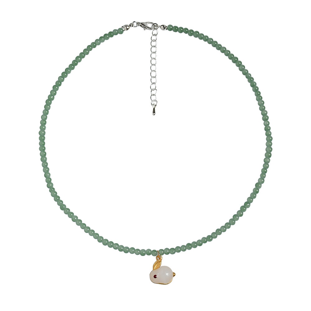 Chinese Year Of The Rabbit Jewelry Beaded Rabbit Necklace Women's Versatile Non-fading Zodiac Pendant For The Year Of The Rabbit Girlfriend Gift