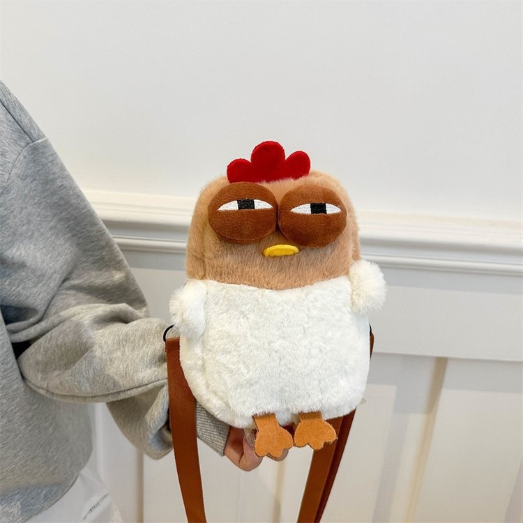 Plush Mobile Phone Bag Cartoon Doll Hand-held Crossbody Bag Mobile Phone Bag Ugly Cute Chicken Crossbody Bag