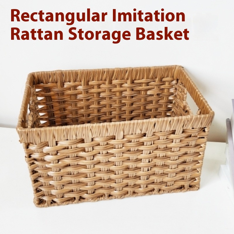 Modern Simple Living Room Book Vegetable Plastic Basket Sundries Storage Basket Rattan Storage Basket Woven Basket Snack Box