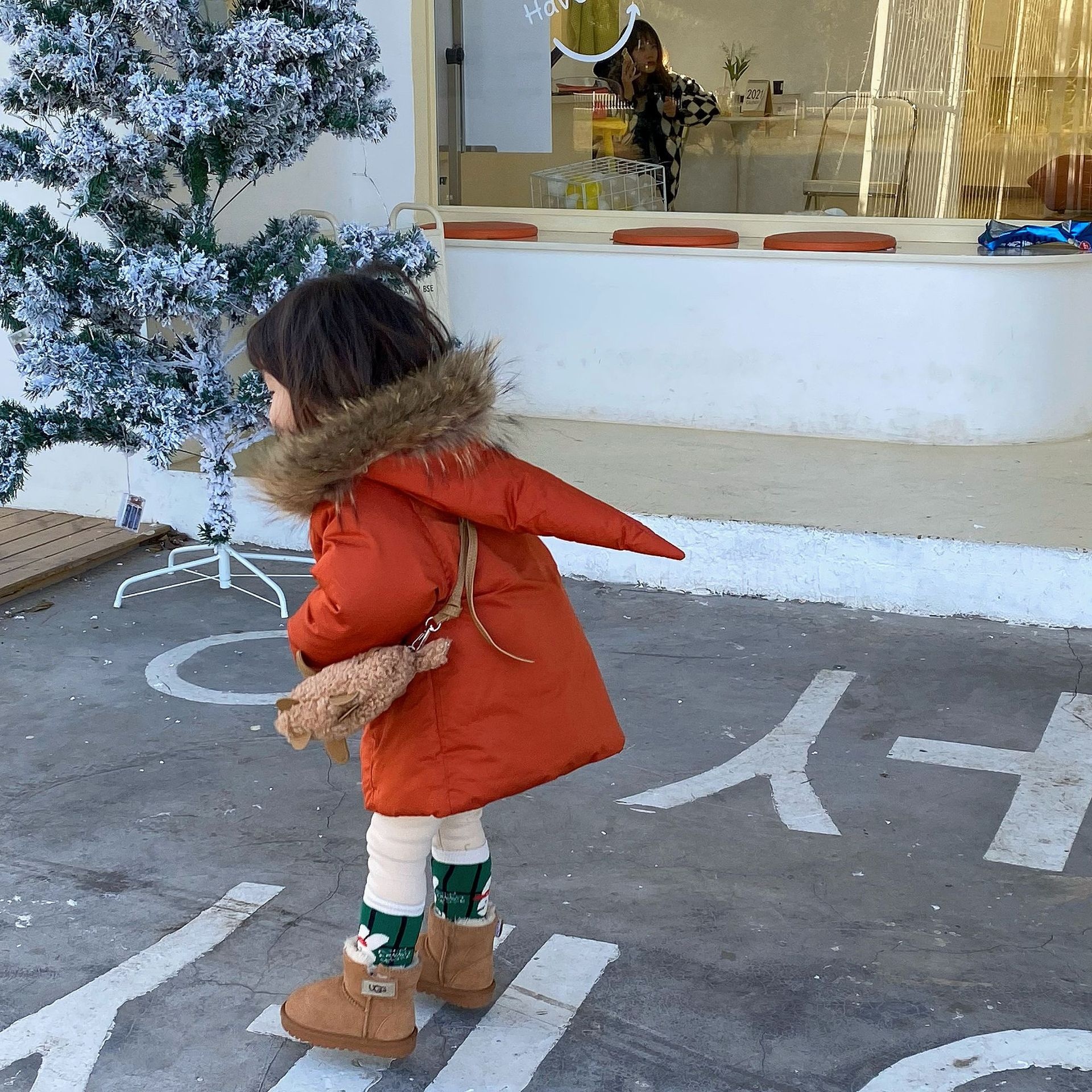 Laibaobao Winter Korean Children's Clothing Korean Version Raccoon Fur Big Fur Collar Cute Magic Pointy Hat Cotton Clothes