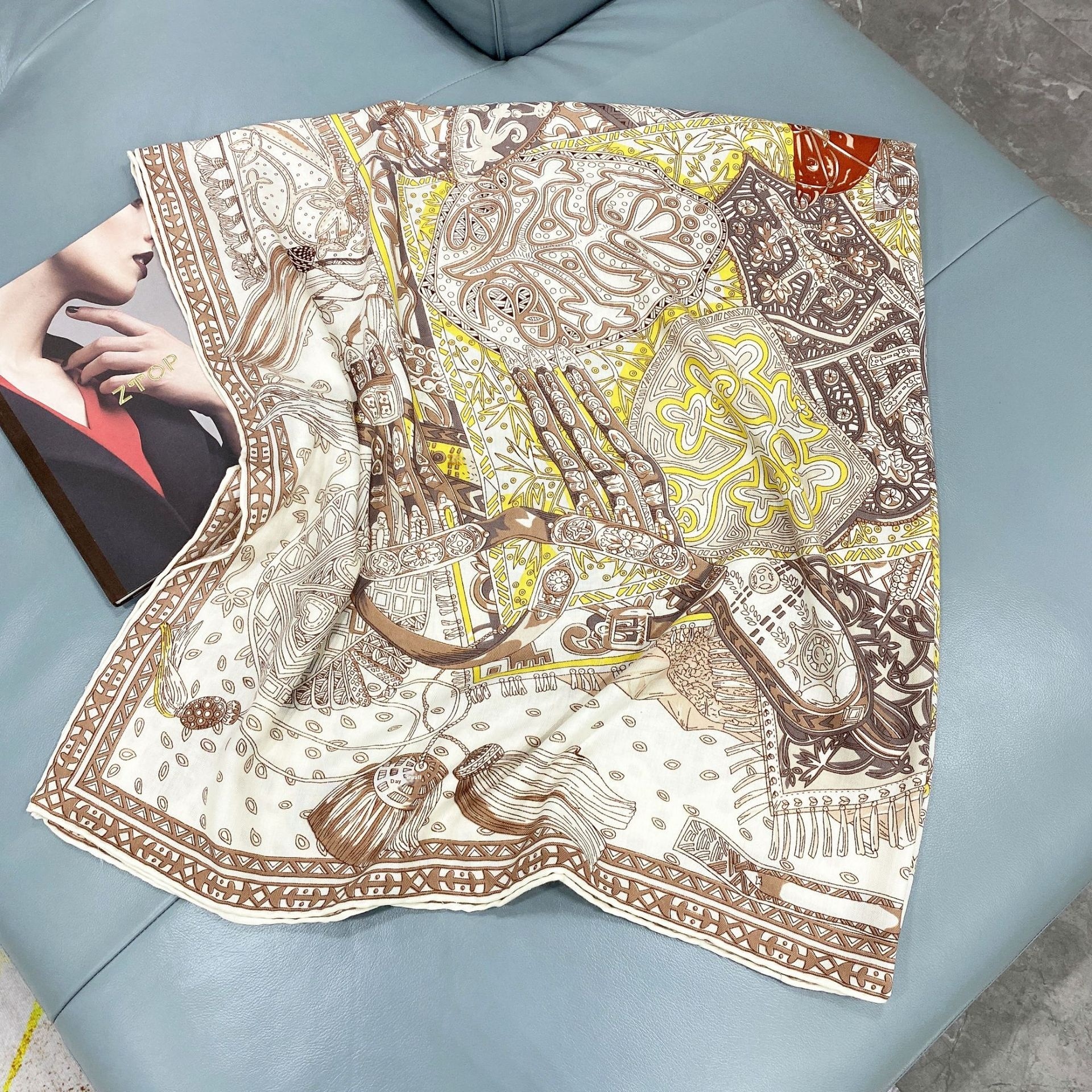 Ethnic Style Scarf Spring And Summer Retro Large Square Scarf For Women Decoration Exquisite Hand-rolled Edge Shawl Direct