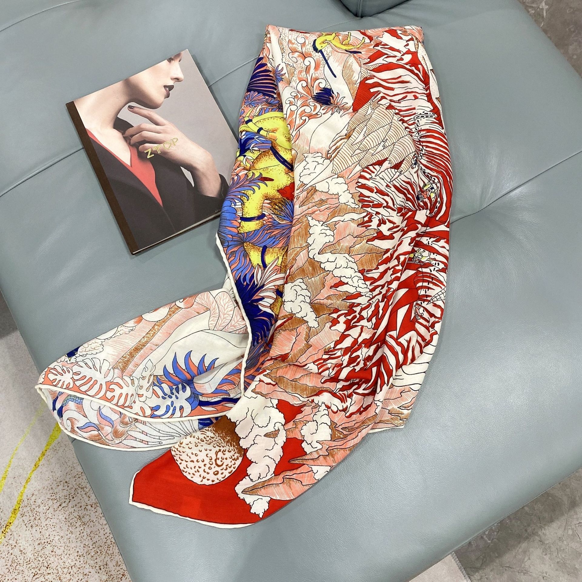 Spring And Summer Scarf130cm Decorative Shawl Printed Large Square Scarf Fashionable And Versatile Korean Hot-selling Scarf