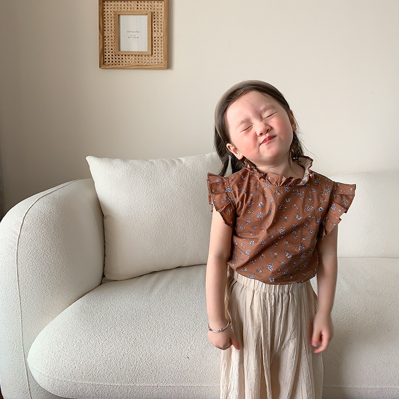 Carefully Selected Weimu Children's Clothing Girls Lace Sleeve Shirt Summer Children's Korean Version Shirt Baby Floral Top Clothes