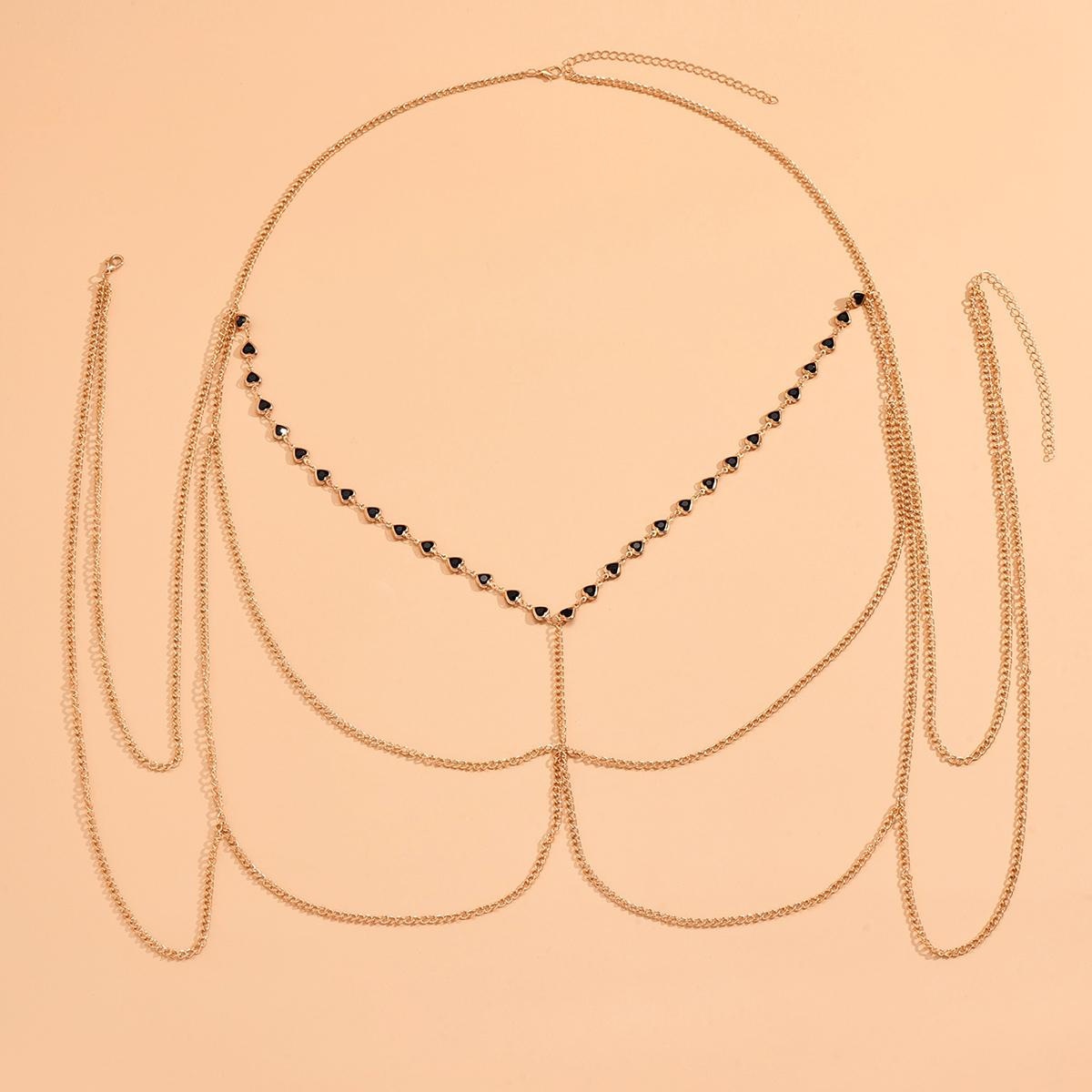 DZ0336 European And American Love Stitching Metal Chain Hanging Neck Chest Chain Waist Chain Female Fashion Sexy Body Chain Summer