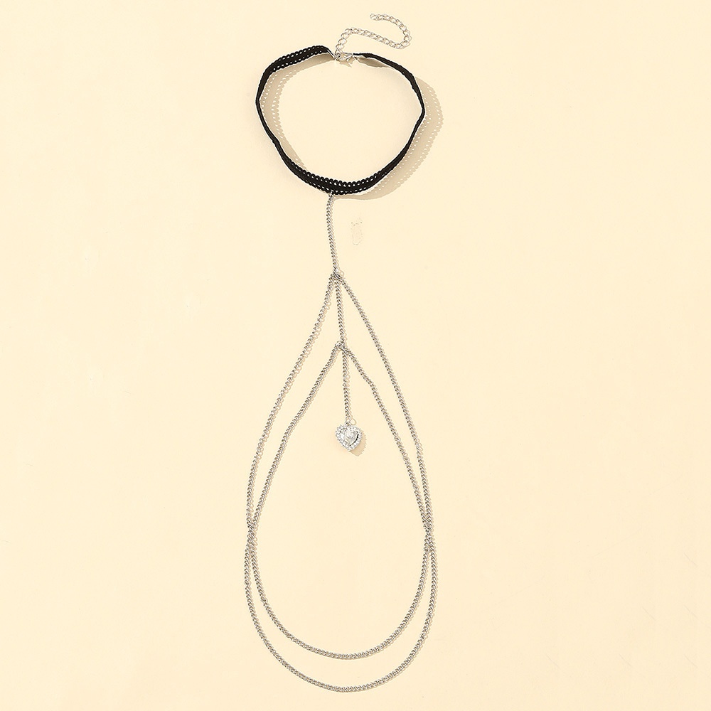 DZ0380baik European And American Simple Sexy Love Zircon Pendant Leg Chain Female Metal Multi-layer Tassel Jewelry