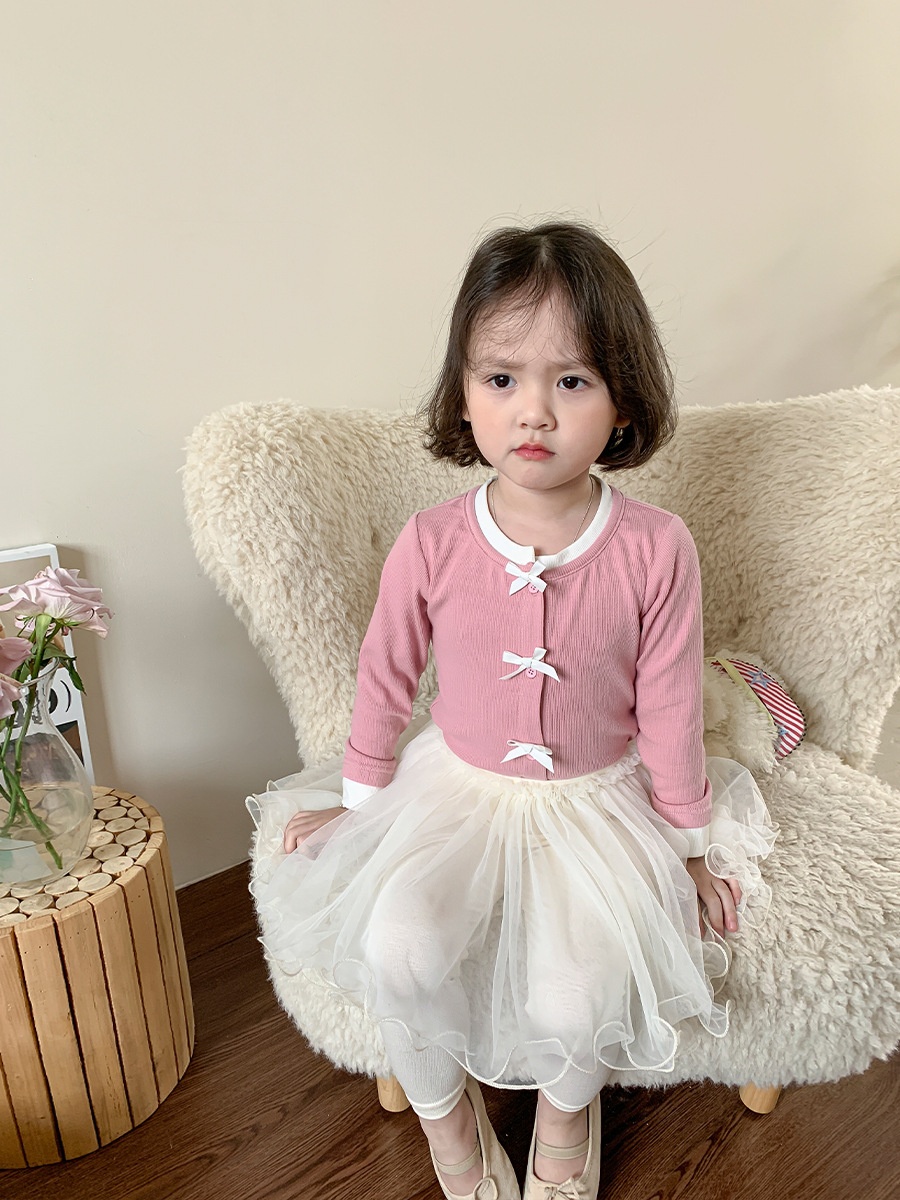 Weimu Children's Clothing Girls Shirt Spring Children's Korean Version Long-sleeved Cardigan Top T-shirt2 Baby Clothes