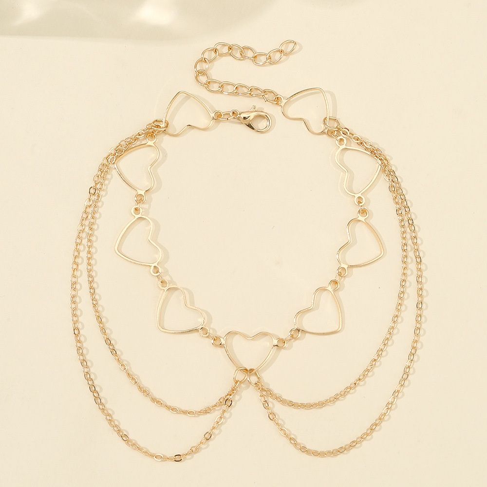 FZ0340 European And American Jewelry Summer Anklet Female Love Multi-layer Tassel Fashionable Simple Foot Ornaments
