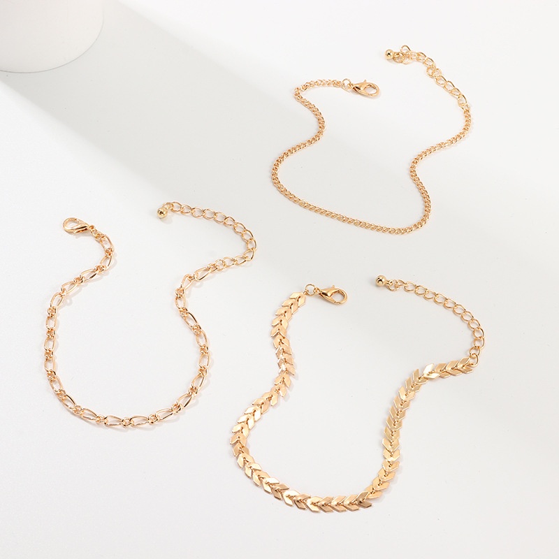 FZ0099 European And American Popular Simple Thick Chain Anklet Personality Rectangular Multi-layer Combination Jewelry